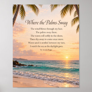 Póster Donde se balancean las palmas Poema de la puesta d