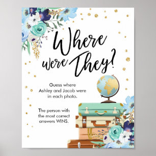 Póster Donde Viajaban Juegos De Rótulo De Ducha De Novias