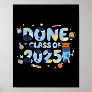 Póster #done Cl De 2025 Graduación De Perro De Tema Azul