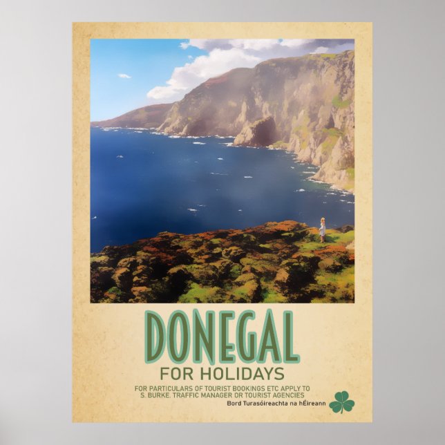 Póster Donegal Ireland, anuncio de viaje retro irlandés (Frente)
