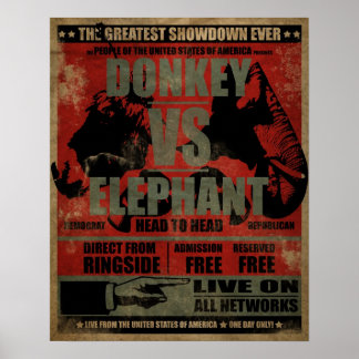 Póster Donkey vs. Elefante