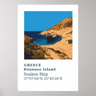Póster Donousa Greece Sunken Ship Wall Art