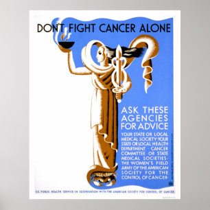 Póster Don't Fight Cancer Alone 1938 WPA