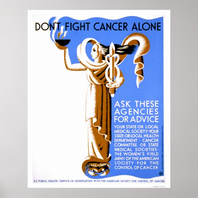 Póster Don't Fight Cancer Alone 1938 WPA (Frente)