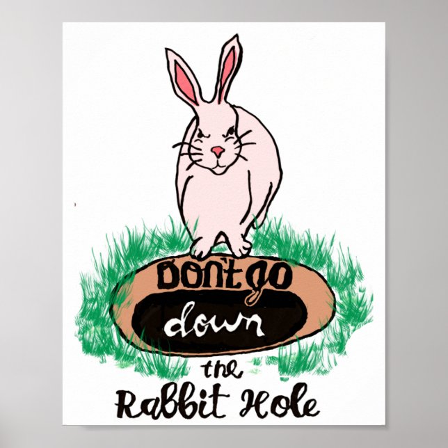 Póster Dont Go Down The Rabbit Hole Womens Red  (Frente)