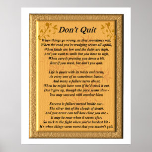 Póster Don't Quit Poem - Poster