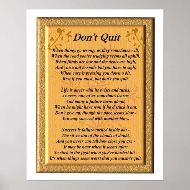 Póster Don't Quit Poem - Poster (Frente)