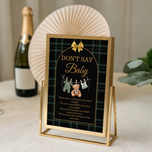 Póster Don't Say Baby Game Sign Green Black  Teddy Bear (Subido por el creador)