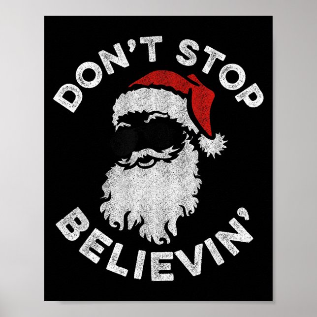 Póster Don't Stop Believin' Cool Shades Santa  (Frente)