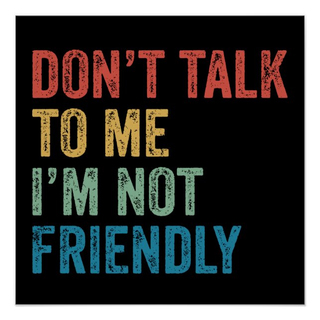 Póster Don't Talk To Me I'm Not Friendly (Anverso)