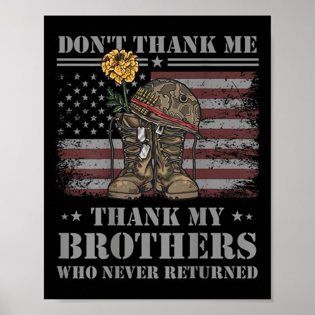Póster Don't Thank Me Veteran Thank My Brothers Quote Bac (Frente)