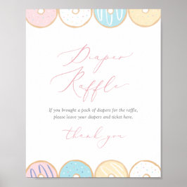 Póster Donut Baby Sprinkle Diaper Raffle Sign