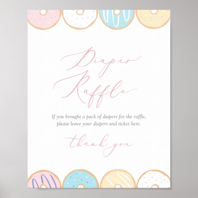 Póster Donut Baby Sprinkle Diaper Raffle Sign (Frente)