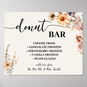 Póster Donut Bar Boda Bridal Shower Autumn Wildflowers