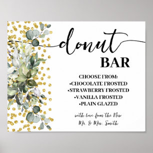 Póster Donut Bar Boda Bridal Shower Eucalyptus Gold