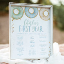 Donut Boys primer cumpleaños Poster Rótulo azul