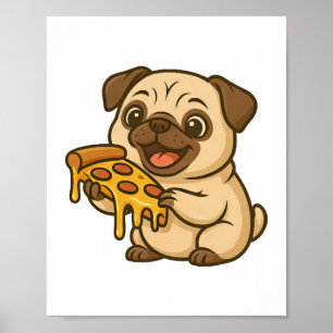 Póster Donut de dibujos animados divertido pug lindo comi