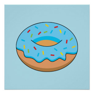 Póster Donut de escarcha azul con Personalizado Sprinkles