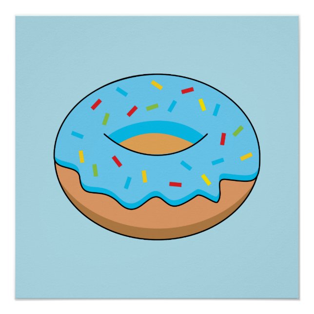Póster Donut de escarcha azul con Personalizado Sprinkles (Anverso)