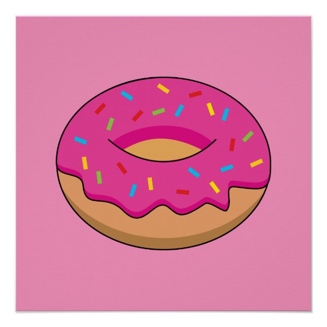 Póster Donut de fresa con Personalizado Sprinkles (Anverso)
