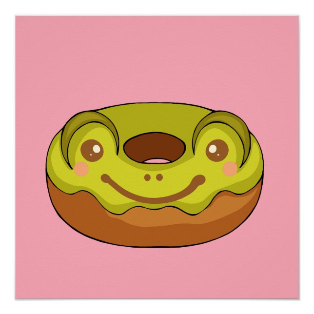 Póster Donut de rana cute matcha (Anverso)