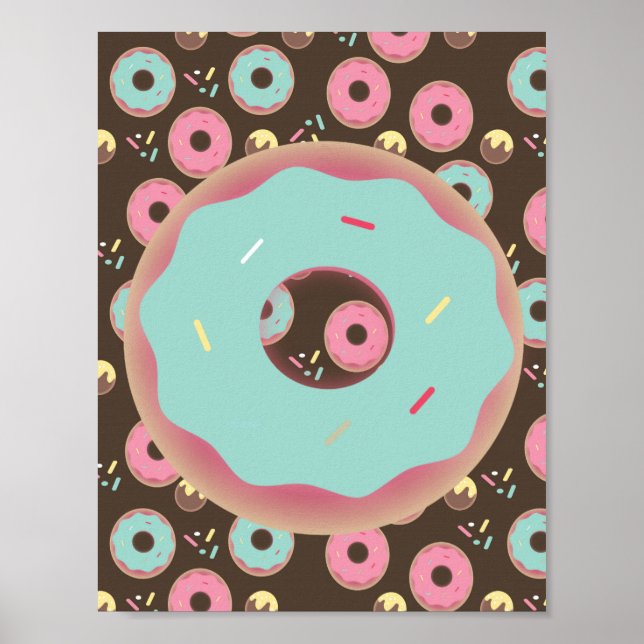 Póster Donut escarlata 3D Rasplante mural Poster Verde az (Frente)