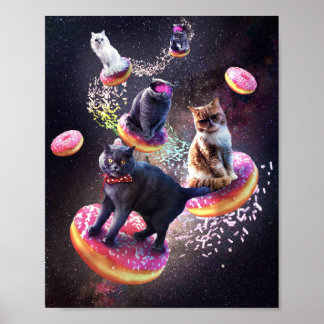 Póster Donut para gatos de galaxia - Gatos espaciales mon