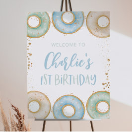 Póster Donut Primer Fiesta de cumpleaños signo de bienven