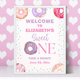 Póster Donut Sweet One Birthday Girl Party