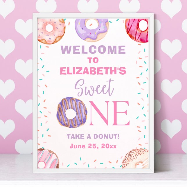Póster Donut Sweet One Birthday Girl Party  (Subido por el creador)