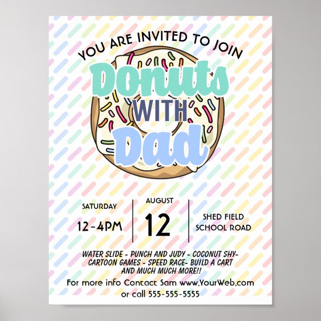 Póster donuts con la escuela de papá Recaudación de fondo (Frente)