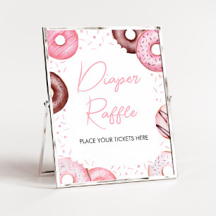 Póster Donuts rosados y pañales Baby Shower Diaper Raffle