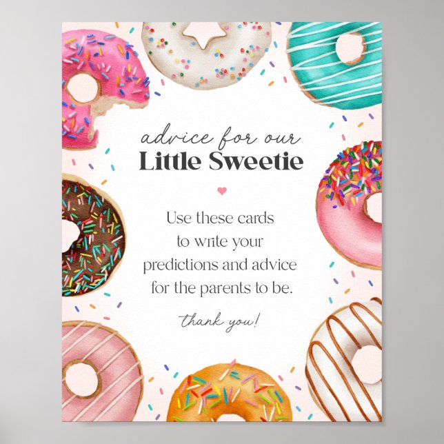 Póster Donuts rotos Consejos de Baby Shower para el Rótul (Frente)