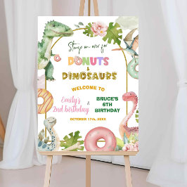Póster Donuts y dinosaurios Signo de bienvenida conjunto
