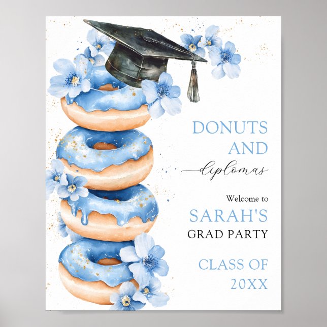Póster Dónuts y Diplomas Letrero de Bienvenida de Graduac (Frente)