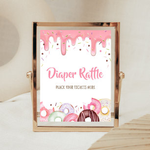 Póster Donuts y pañales rocian Raffle Diaper