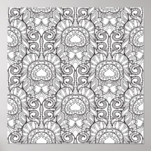 Póster Doodato 2 del patrón de plumas de pavo real