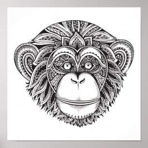 Póster Doodle 2 de Illustartion del mono