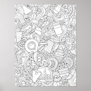 Póster Doodle 2 del café y del té