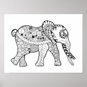 Póster Doodle 2 del elefante