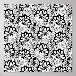 Póster Doodle 2 del estampado de plores