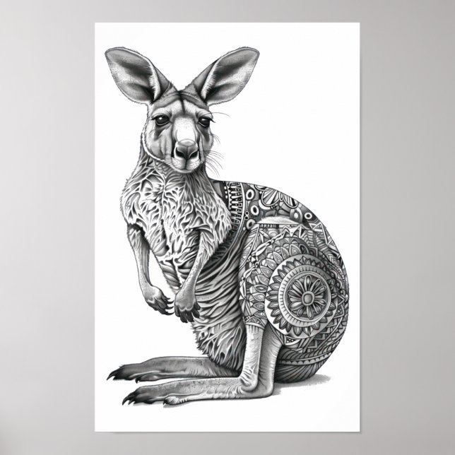 Póster Doodle art Kangaroo (Frente)