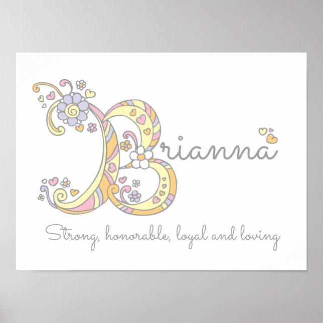 Póster Doodle B inicial de Brianna significa (Frente)