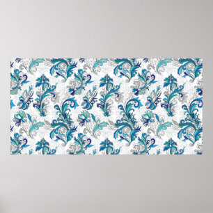 Póster Doodle colorido pastel de mano floral empate sin f