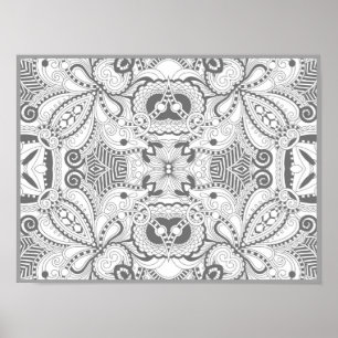 Póster Doodle cuadrado de flores 2