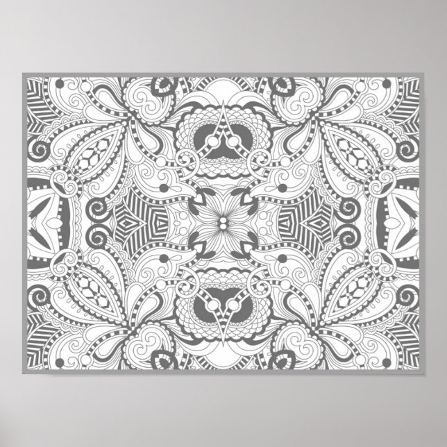 Póster Doodle cuadrado de flores 2 (Frente)