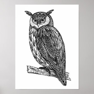 Póster Doodle de búho animal salvaje de tótem 2