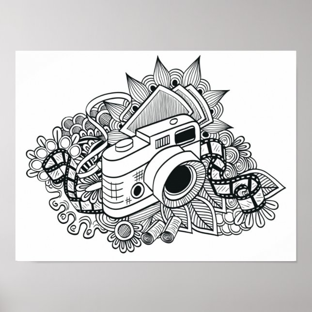 Póster Doodle de cámara Hipster 2 (Frente)