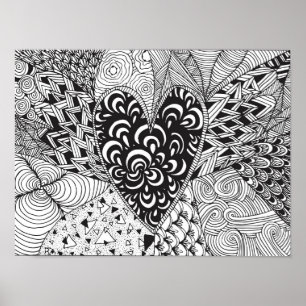 Póster Doodle de corazón inspirado 2