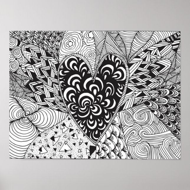 Póster Doodle de corazón inspirado 2 (Frente)